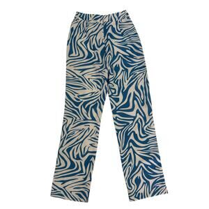 Blue and White Baggy Zebra Print Pants Size XS